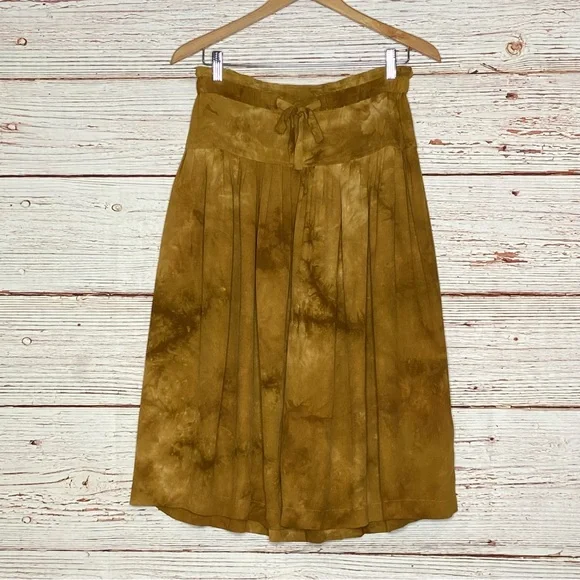Madewell Tie Front Paperbag Midi Skirt in Egyptian Gold Tie Dye Sz S - Picture 3 of 13